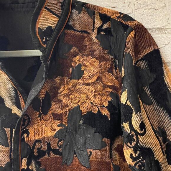 Vintage Brown tapestry Reversible Brocade paisley jacket Med - Picture 3 of 10